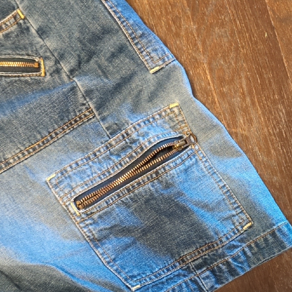 Old Navy Blue and Gold Cargo Mini Skirt Casual - Vintage 1994 - Picture 3 of 5